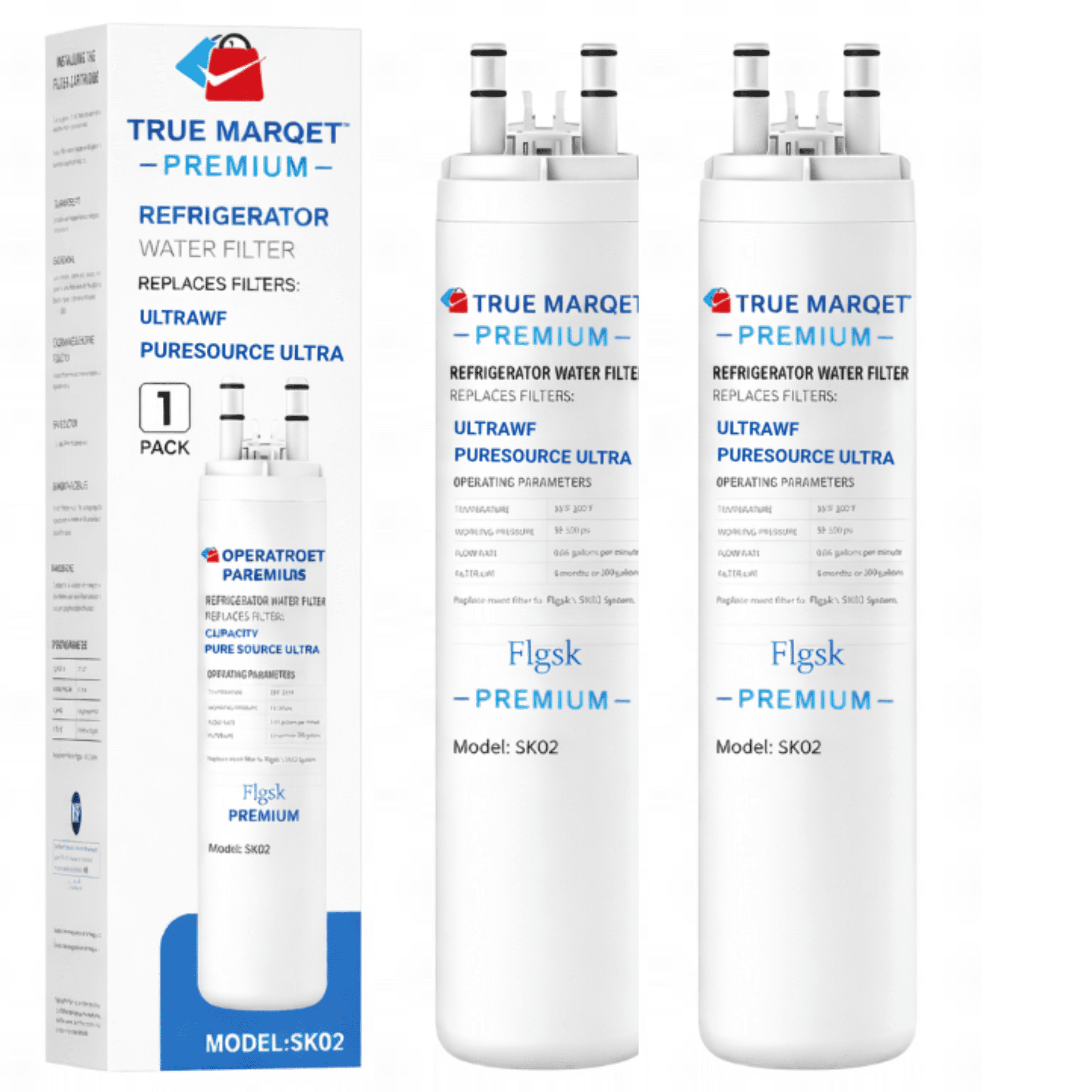 Refrigerator Replacement Filter for Frigidaire® ULTRAWF and Kenmore 9999 by True Marqet Flgsk, 4 Pack New