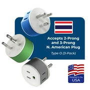 OREI Thailand Travel Plug Adapter - 2 USA Inputs - 3 Pack - Type O