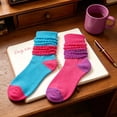 thumbnail image 3 of TELOLY 2Pairs Slouchy Socks for Women,No Squeeze, No Deformation Boot Socks for Women,Color Block Design Scrunch Socks Women,Combination1, 3 of 7
