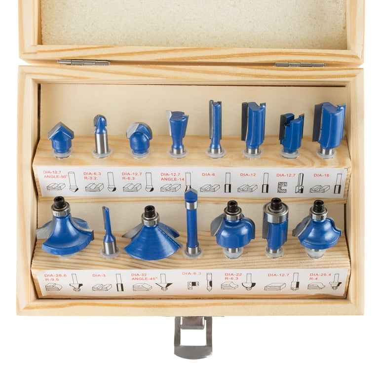 Stalwart 15-Piece Router Bits Set with 1/4 Shank and Wood Carrying
