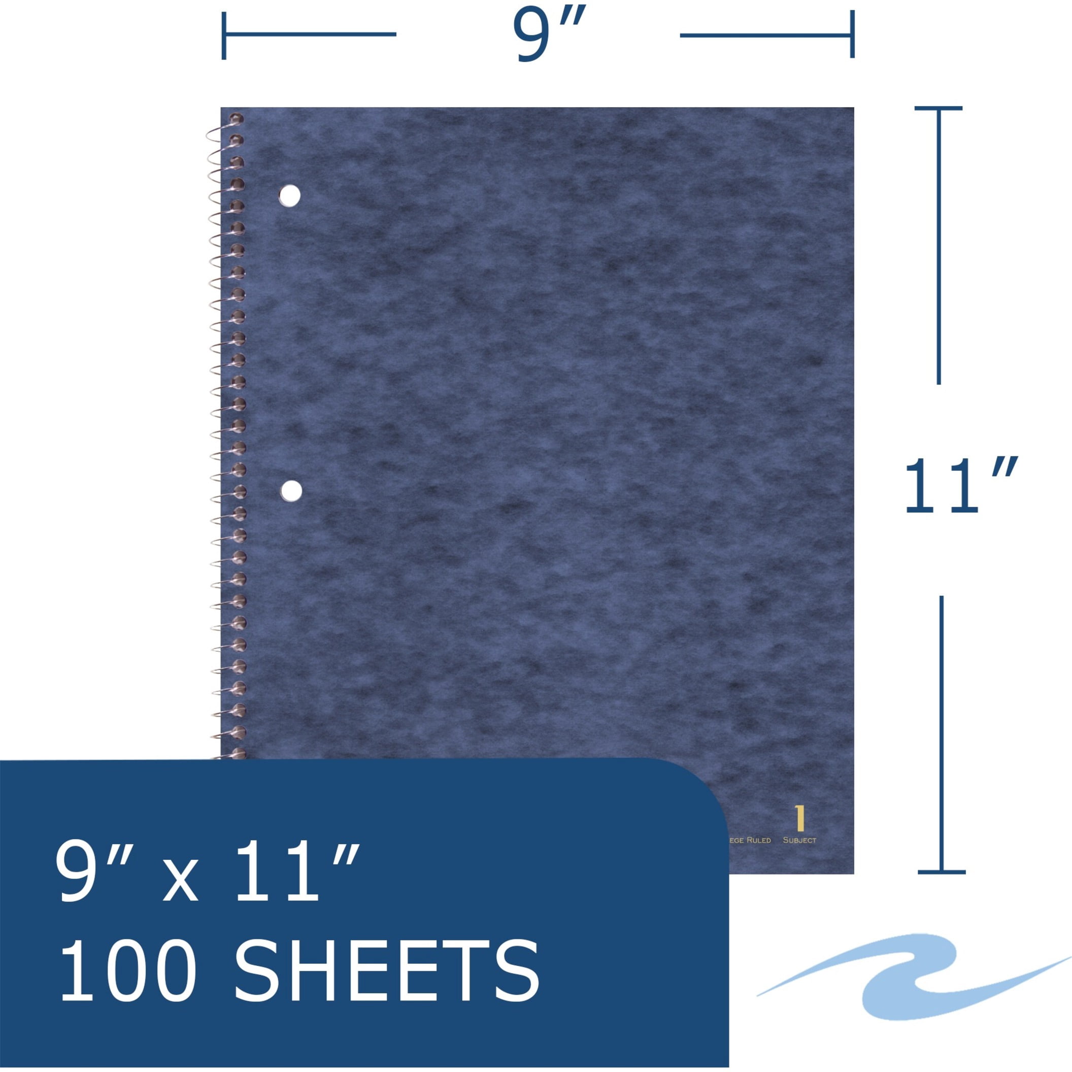 Roaring Spring College Ruled One Subject Spiral Notebook - 100 Sheets - 200 Pages - Printed - Spiral Bound - Both Side Ruling Surface Red Margin - 3 Hole(s) - 15 Lb Basis Weight - 56 G/m²