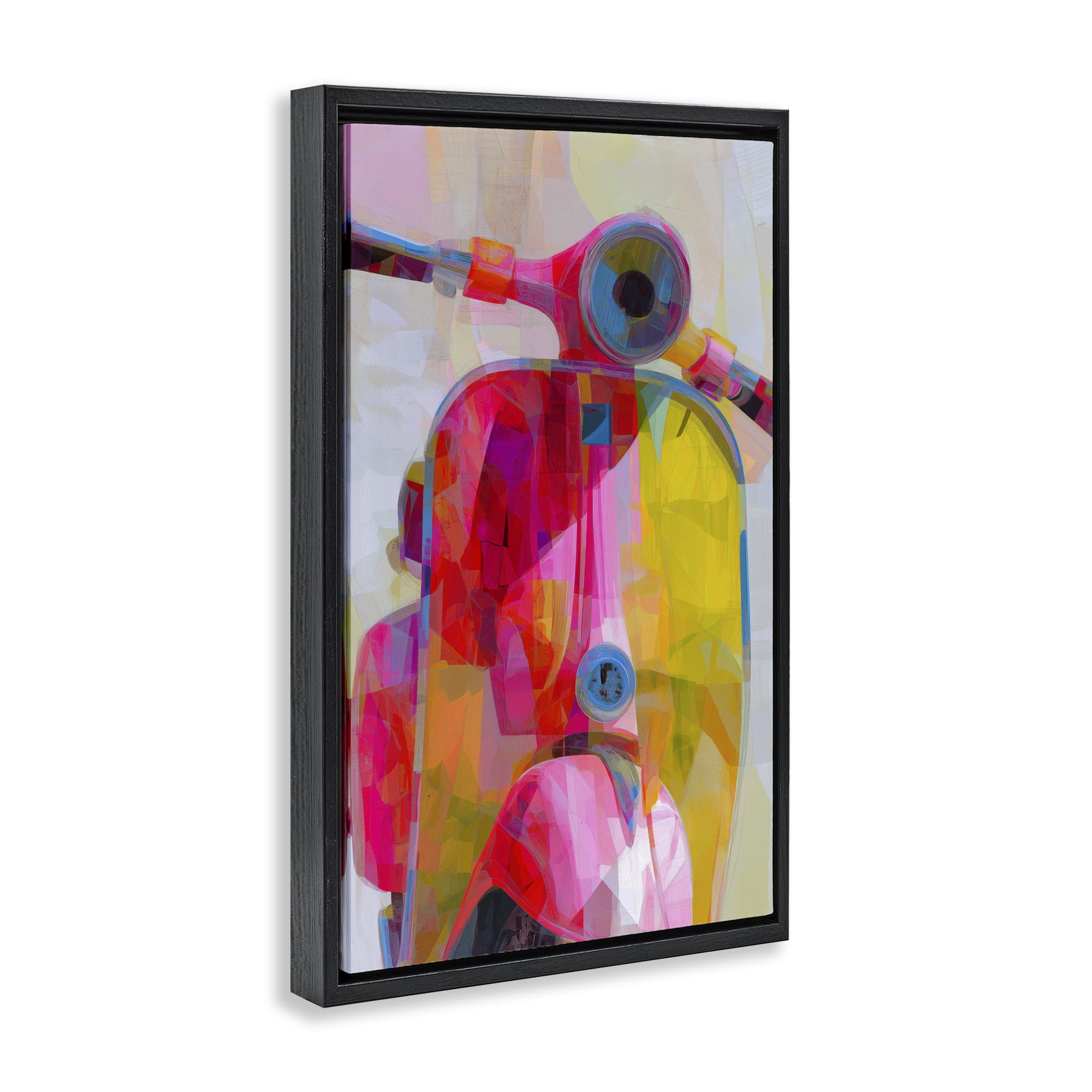 Stupell Industries Vespa in Pink & Yellow Black Framed Floater Canvas Wall Art, design by Chromatic Storm Studio