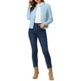 thumbnail image 3 of INSPIRE CHIC Women's Lightweight Stand Collar Zip up Biker Moto Jacket M Sky Blue, 3 of 9