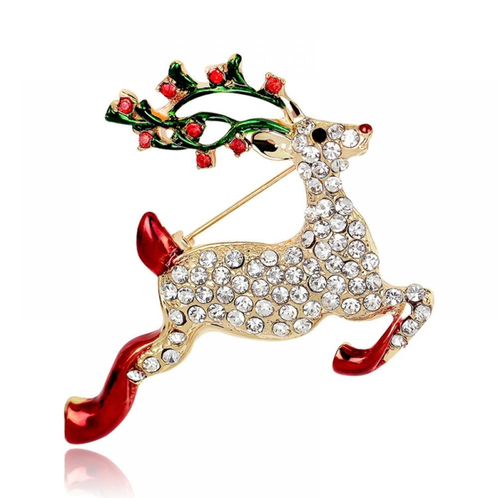 Multi Colored Rhinestone Crystal Deers Santa Snowman Ornaments Gifts Decorations 