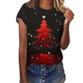 thumbnail image 2 of REORIAFEE Shirts Christmas Women Sparkly Xmas Tree Prints Short Sleeve T Shirt Round Neck Holiday Tees Casual Soft Tops Multicolor L, 2 of 5
