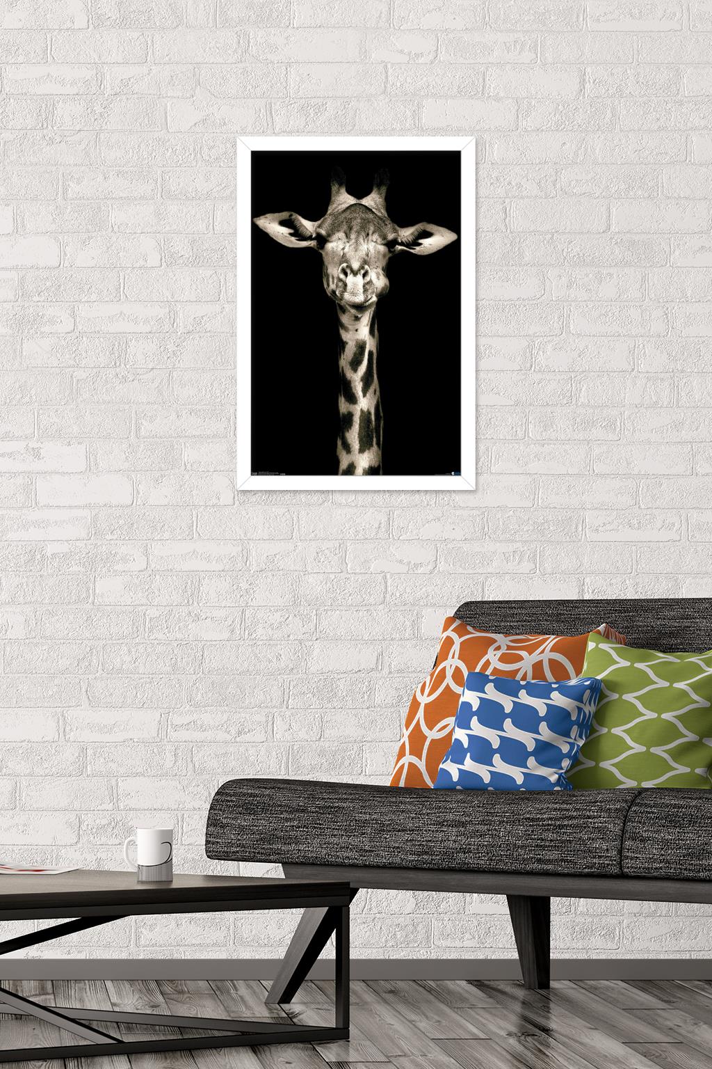 Portrait of a Giraffe Wall Poster, 14.725" x 22.375", Framed