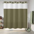 thumbnail image 6 of No Hook Shower Curtain, Sage Green Shower Curtains for Bathroom with See Through Top Window, Brown Solid Color Simple Abstract Waterproof & Washable Bath Curtain Long 72"x78", 6 of 9