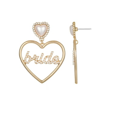 Packed Party Bride Heart Earrings, 1 Pair