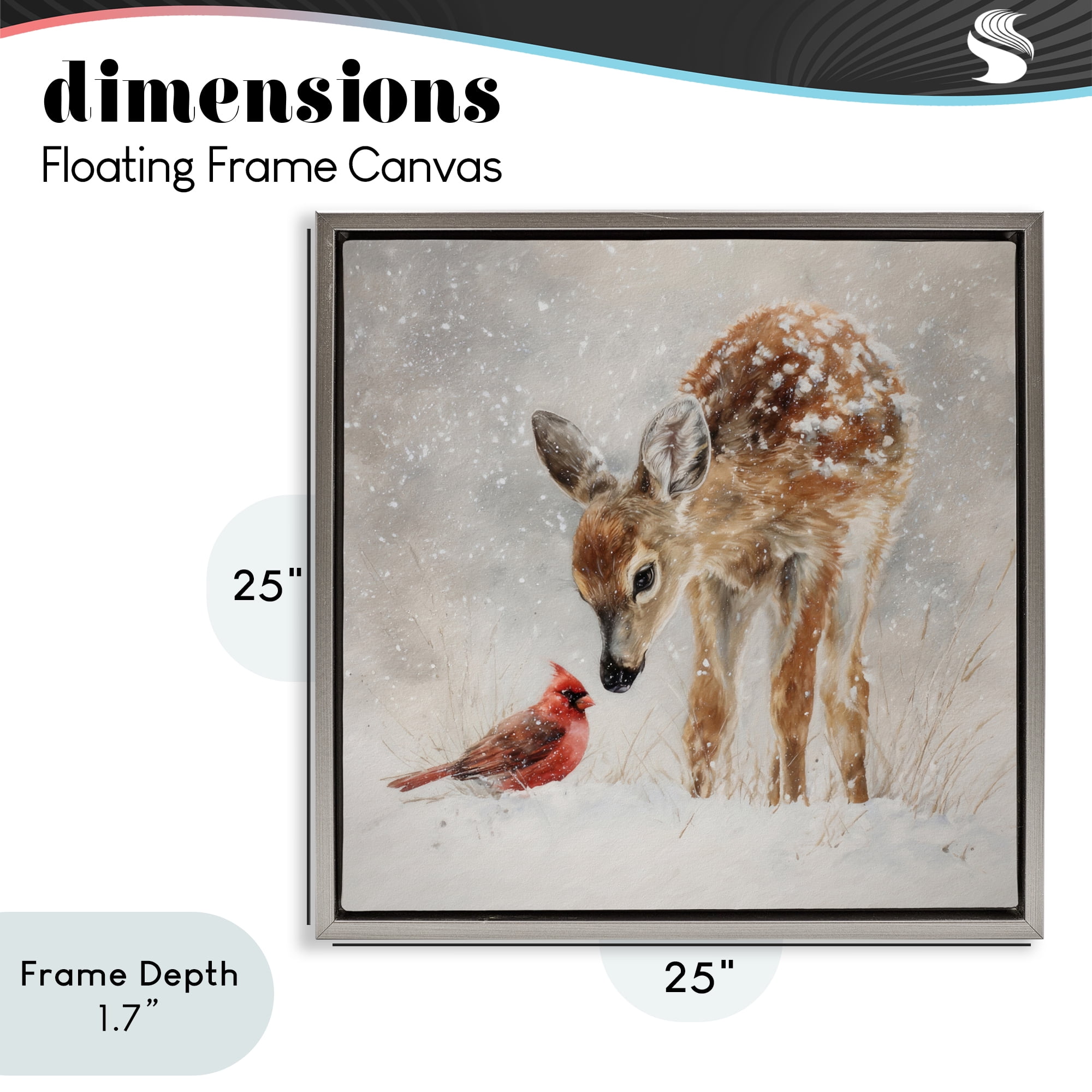 Stupell Industries Little Fawn & The Cardinal Gray Framed Floater Canvas Wall Art, design by Tina LeCour
