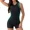 Green, variant on One Piece Athletic Bathing Suit Tummy Control Boyleg Swimsuit Color Block Zipper Modest Swimwear