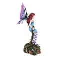 thumbnail image 2 of Blue Avatar Butterfly Fairy With Snow Owl Sitting On Magic Forest Tree Figurine, 2 of 7