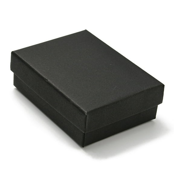 12 pc Cardboard Jewelry Packaging boxes with Sponge Inside for Rings Small Watches Necklaces Earrings Bracelet Rectangle Black 8.9x6.85x3.1cm Paper