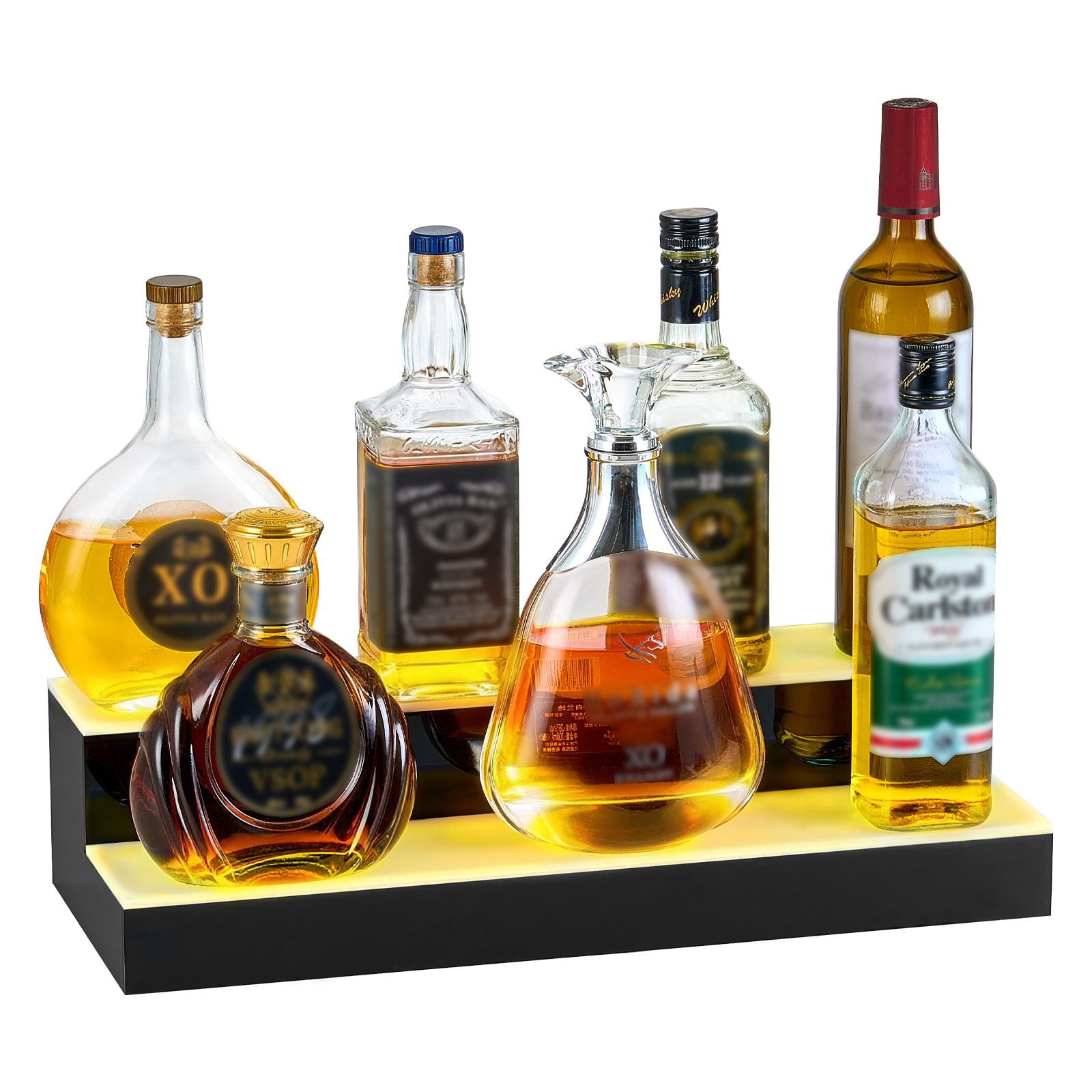2-Tier LED Lighted Whiskey Rack 20", Acrylic Display Shelf, 9 Static Colors, 22 Dynamic Modes, App & Remote Control, for 10 Bottles Home Bar