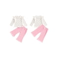 thumbnail image 2 of BemeyourBBs 2Pcs Toddler Baby Girl Valentines Outfit Ruffle Long Sleeve Crew Neck Heart Print T Shirt and BellBottom Flare Pants Set, 2 of 9