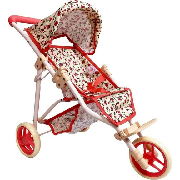 The New York Doll Collection Baby Doll Stroller Jogging Toy Stroller Floral