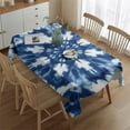 thumbnail image 2 of Indigo Tie Dye Snowflake Rectangle Tablecloth 60"x84",Waterproof Polyester Rectangle Table Cloth, Wipeable Spillproof Polyester Tablecloth for Dining, Camping, Indoor and Outdoor, 2 of 5