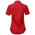 thumbnail image 3 of A2Y Women's Basic Durable Short Sleeve Button Down Business Office Formal Ladies Shirt Red 2XL, 3 of 6