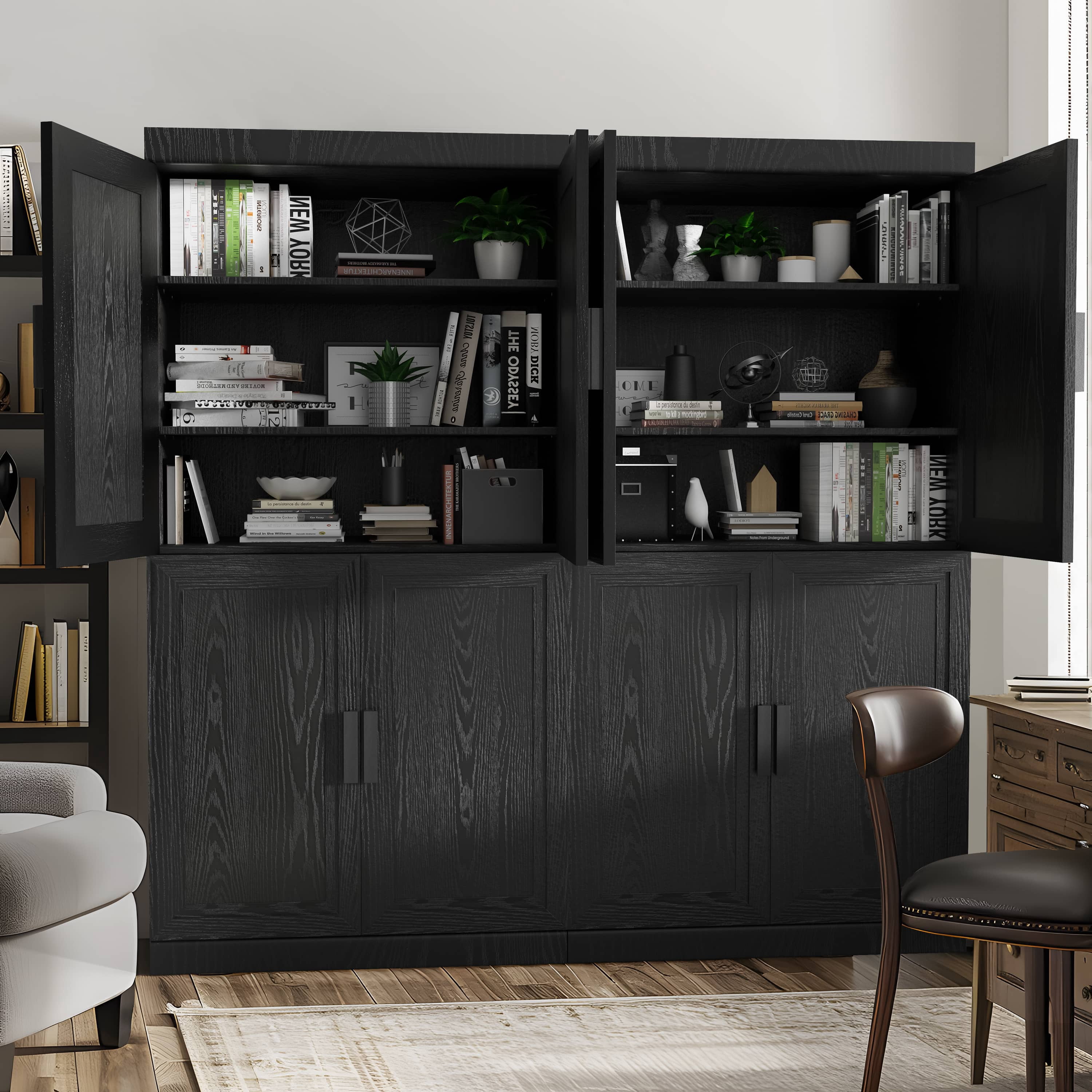 MAYEERTY 31"x31"x16" Storage Cabinet Wood Accent Cabinet for Living Room,Black