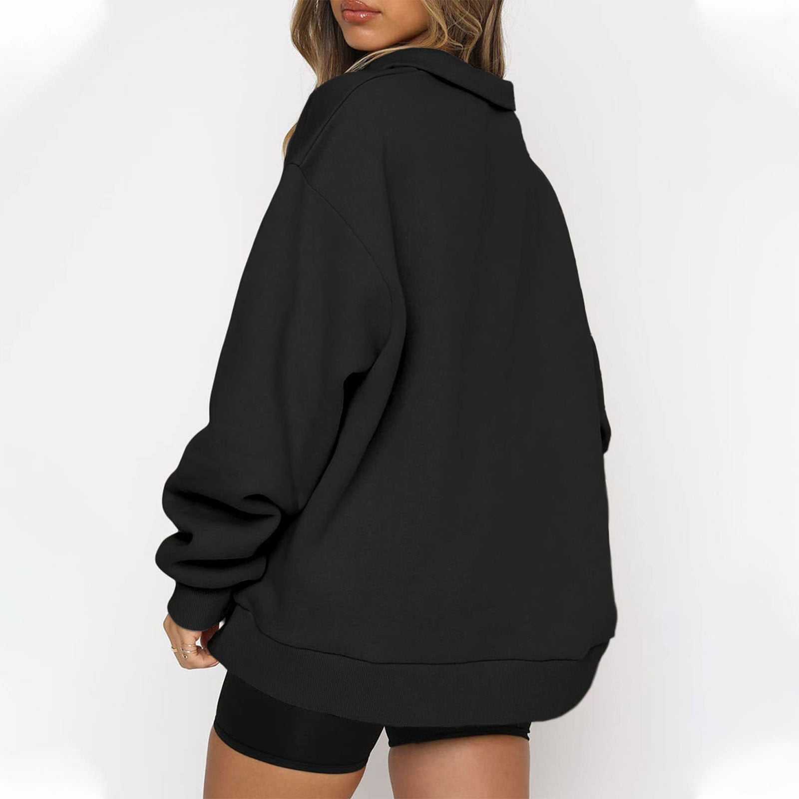 MISSACTIVER Women’s Oversized Half Zip Sweatshirt Quarter 1/4 Zipper Long Sleeve Drop Shoulder Pocket Pullover Jacket Tops