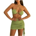 thumbnail image 1 of EQWLJWE Womens Tops Fashion Woman Backless Solid Sleeveless Sexy Drawstring Dresses Shirts Sets, 1 of 8