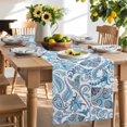 thumbnail image 3 of Burlap Table Runner 70 Inches Long, Blue Gradient Paisley Flower Non-Slip Kitchen Table Runners for Dining Room Everyday Use Party Table Decorations Abstract Ethnic Floral, 3 of 9