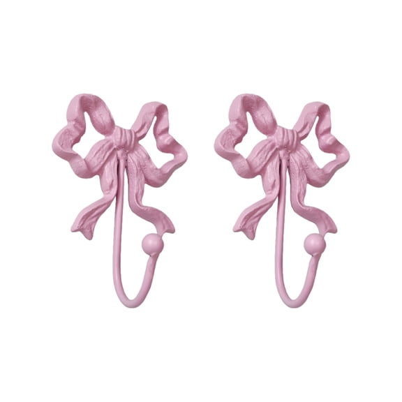 Pack of 2 Elegant Bows Cast Iron Hooks for Home Decoration Wall Mount Hangers