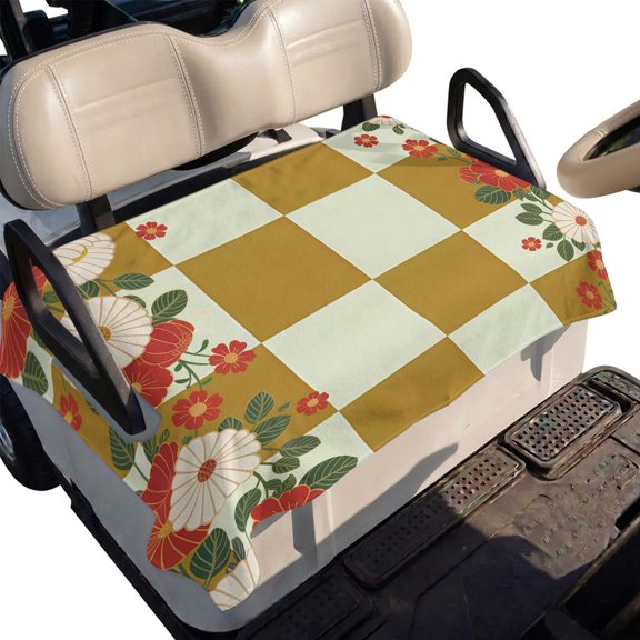 Golf Cart Seat Cover Japanese Style Flowers Club Car Golf Cart Seat Covers Soft Absorbent Golfcart Towel Blanket Harmony Yellow Buffalo Plaid Golf Seat Covers for Cart Fits 2 & 4 Passenger 51"x31"