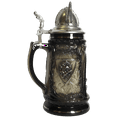 thumbnail image 3 of German Grotto Stein, black, pewter Vikinghelmetlit, ptd. pewter lid, 0.5 liter tankard, beer mug, 3 of 3
