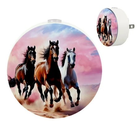 

YZUOUZY Night Lights Plug into Wall Lamps for Bedroom Bedside Lamps Set of 2 Yellow Sand Sunset Horse Equestrian