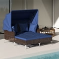 thumbnail image 2 of Gymax Daybed w/ Retractable Canopy PE Wicker Rattan Patio Double Chaise Lounger Navy, 2 of 9