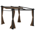 thumbnail image 1 of Outsunny Pergola en Métal 10 Pieds x 10 Pieds avec Toit à Auvent Rétractable, Café, 1 of 10