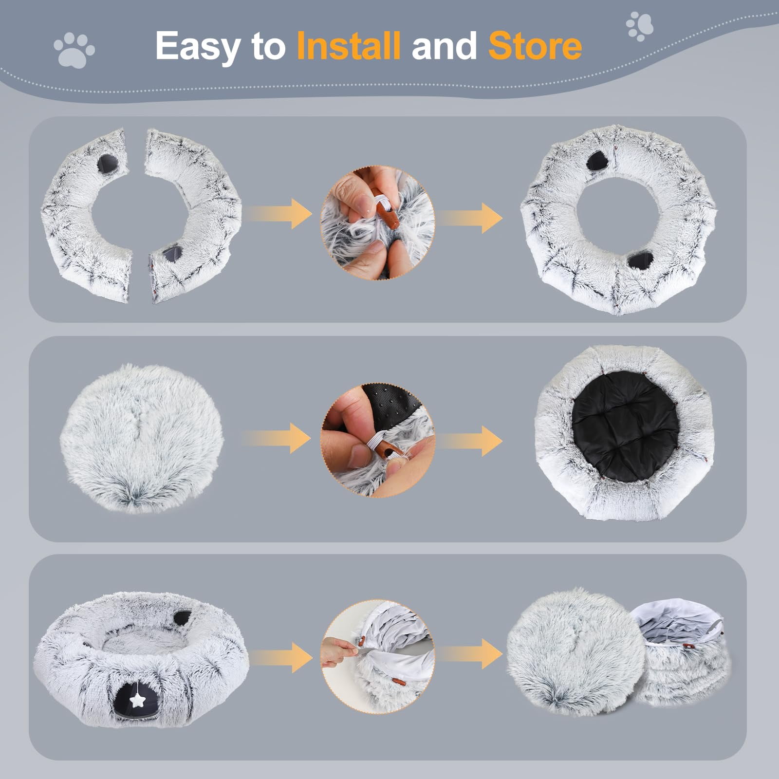 Cat Tunnel Bed For Indoor Cats  Xl Christmas Tree Skirts Washable Warm Soft Donut Multifunctional Interactive Playground Toys Felines Pet Decoration
