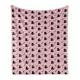 thumbnail image 1 of Cat Lover Soft Flannel Fleece Blanket, Kitten Motifs Along Paws Childish Characters Toddler Animal Scene, Cozy Plush for Indoor and Outdoor Use, 70" x 90", Baby Pink and Night Blue, by Ambesonne, 1 of 5