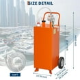 thumbnail image 3 of Royalbelle Panier à Carburant de 30 Gallons avec Roues et Pompe de Transfert Manuelle, Réservoir d'Essence Portable avec Pompe à Siphon Manuel Rotative Réversible, avec 2 Roues Roulantes en Caoutchouc Plein Sans Plat, Plus, Orange, 3 of 7