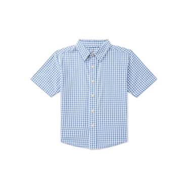 Wonder Nation Boys Cotton Button Down Shirt with Short Sleeves, Sizes 4/5-18 & Husky