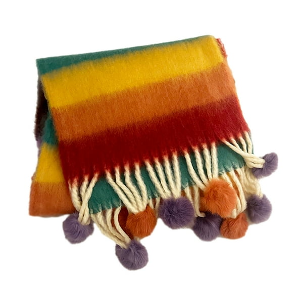 SIEYIO Rainbow Striped Scarf Elegant Warm Neck Warmer Cold Weather Neckwrap Shawl Scarf
