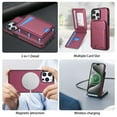 thumbnail image 5 of Allytechgroup 2 In 1 Wallet Case for Apple iPhone 15 Pro Max, Detachable Cards Holder Compatible with Magsafe Anti-Scratch Bumper Shockproof Drop Protection Phone Case for Women Men, Red, 5 of 10