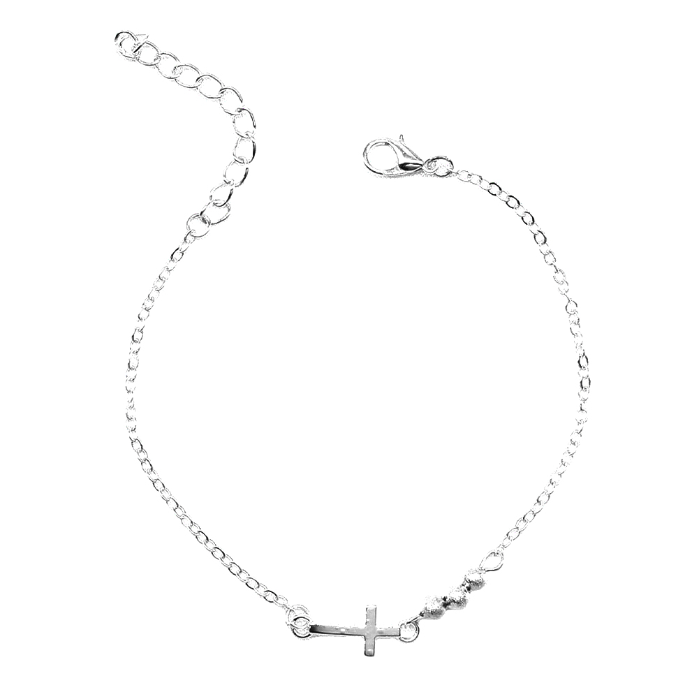 NUZYZ Women Beaded Cross Charm Bracelet Chain Hand Jewelry Birthday