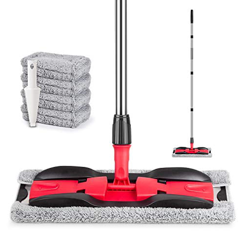 Microfiber Hardwood Floor Mop Dry Wet Flat Cleaning Mop Adjustable Handle 