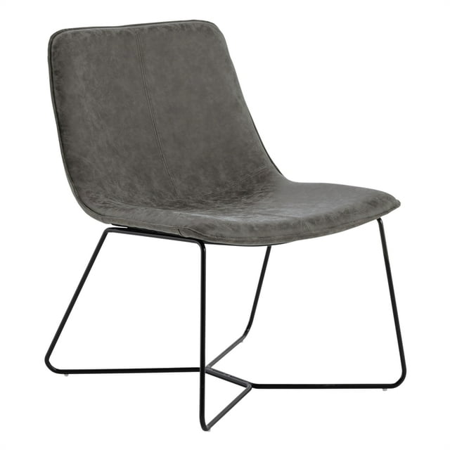 Grayson Accent Chair in Charcoal Faux Leather with Black Base