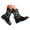 Black, variant on Floral Embroidery Cowboy Boots for Women Pull on Round Toe Western Booties Fashion Strap Ankle Boots