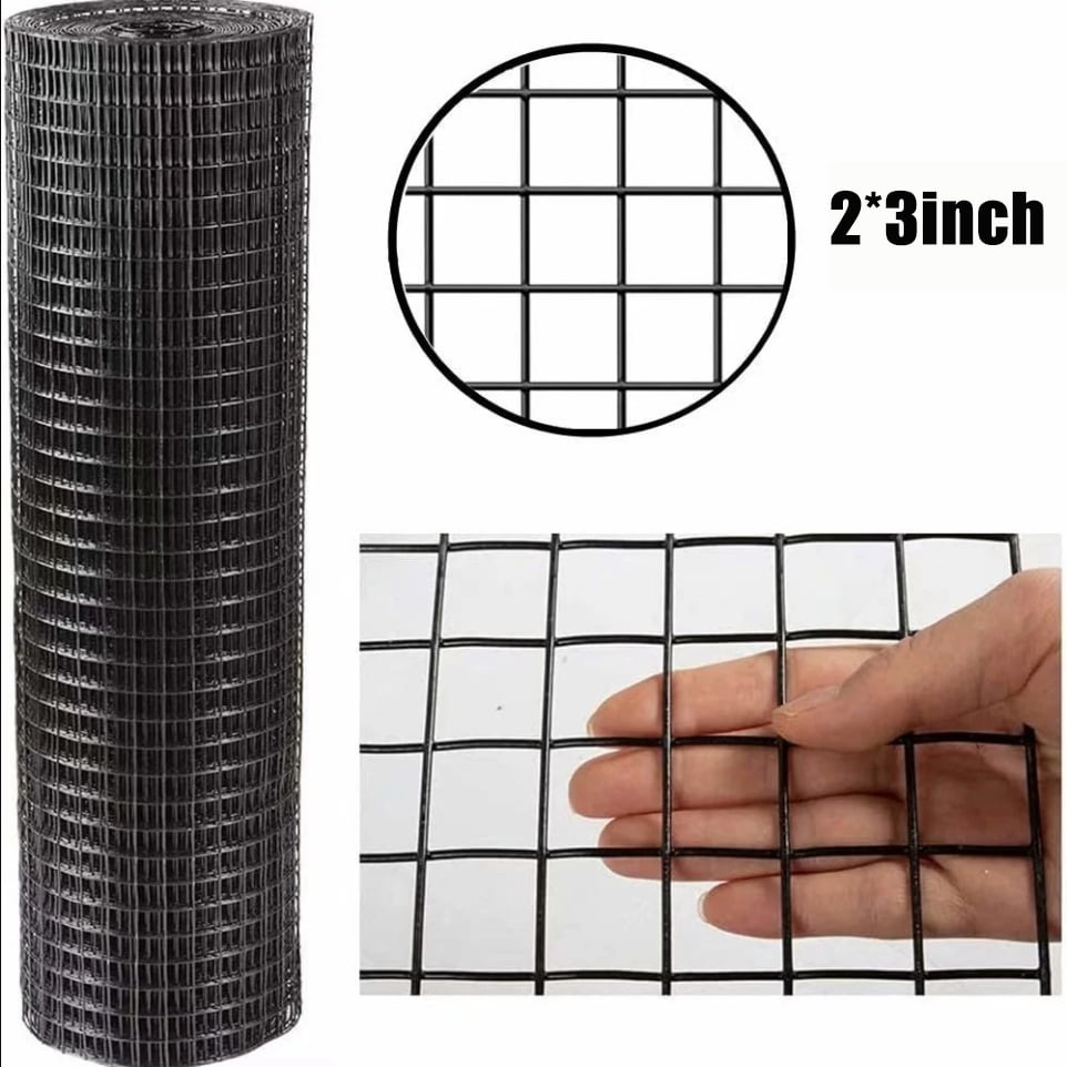 MAYEERTY 60inch x 50ft Black Vinyl Coated Hardware Cloth 2" X 4" 16Ga Welded Wire Mesh fence, PVC Coated Welded Chicken Wire Fencing, Metal Garden Plant Fencing
