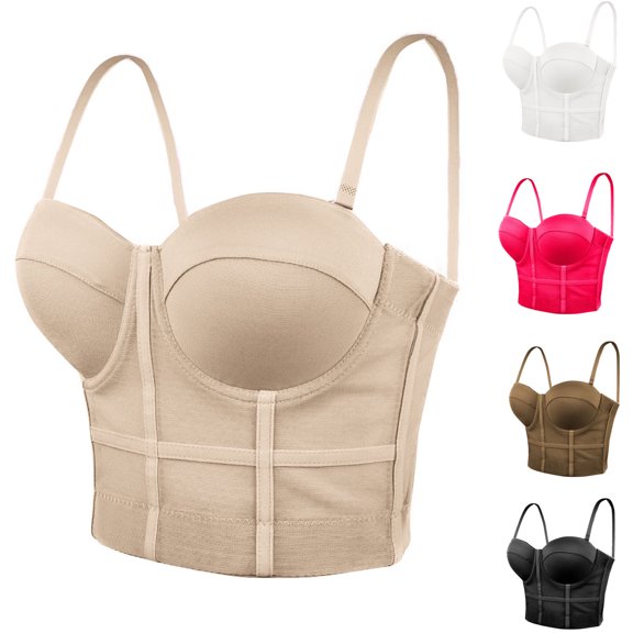 TARIENDY Women's Overbust Corset Tops Boned Bustiers Mesh Crop Camisole Top Shapewear Lingerie Princess Bodice with Hooks Beige L