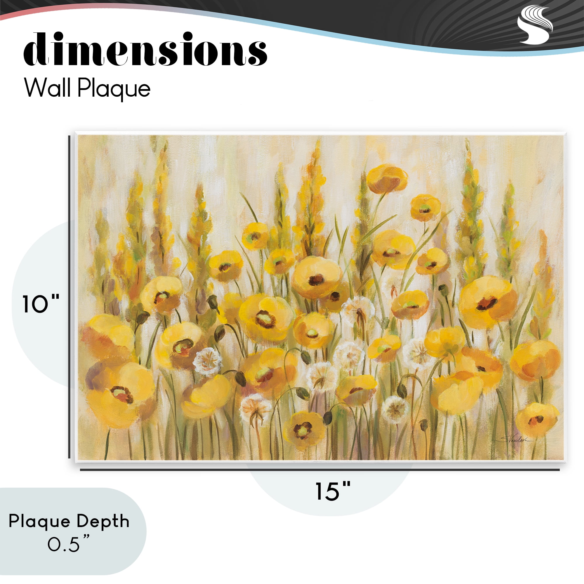Stupell Industries Yellow Field of Poppies Wall Plaque Art, design by Silvia Vassileva