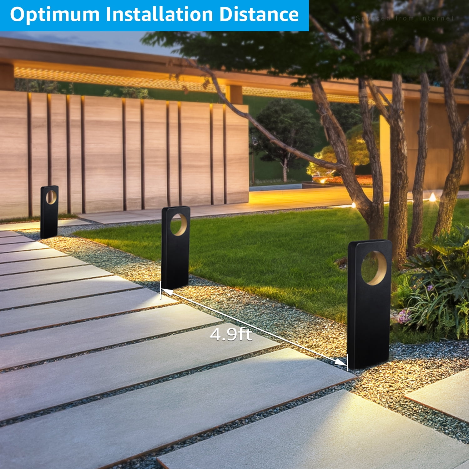 4 Pack Pathway Light, 3W 12V AC/DC LED Landscape Path Lighting, Modern Low Voltage Landscape Light Outdoor, Aluminum, Black, 3000K Warm White