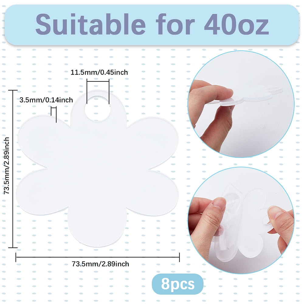8Pcs Acrylic Heat Transfer Big Pendants Blank Tags Flower 73.5x73.5x3.5mm Hole: 11.5mm
