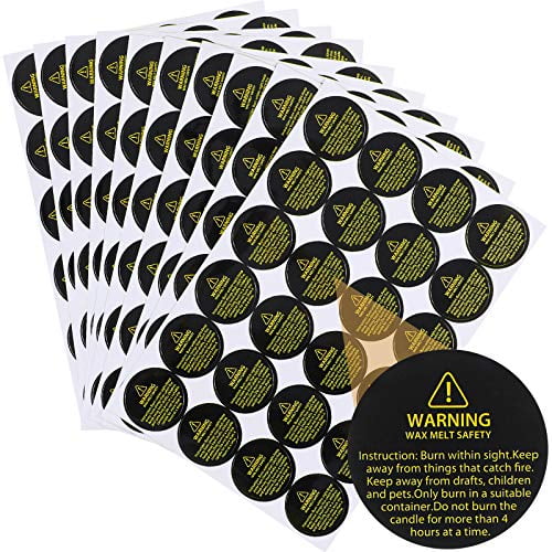 Candle Warning Stickers Candle Safety Label Candle Jar Container Labels Black Wax Melting Safety Stickers for Candles Container Jars Candle Making ...
