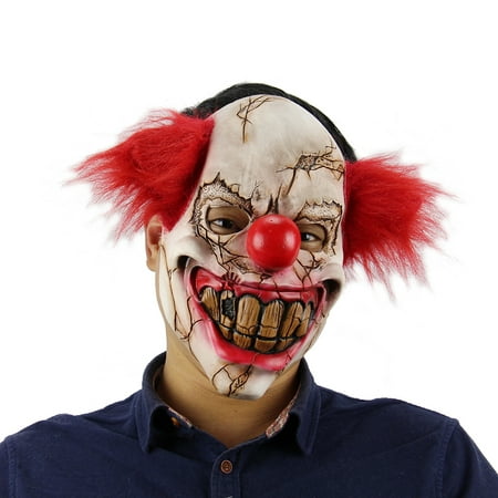 Latex Full Face Scary Toothy Clown Mask Horror Creepy Cosplay Mask with Elastic Strap for Halloween Masquerade Costume Party Props