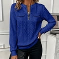 thumbnail image 3 of Stamzod Womens Quarter Zip Pullover Sweatshirts Dressy Casual Textured Tops Spring Fall Crewneck Sweatshirt Blue E L, 3 of 8