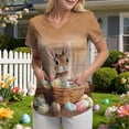 thumbnail image 2 of UngA Womens Easter Shirt Happy Bunny Tshirt Cute Crew Neck Easter Egg Rabbit Teacher Tee Graphic Easter Tee Shirts for Women (Brown,M), 2 of 7